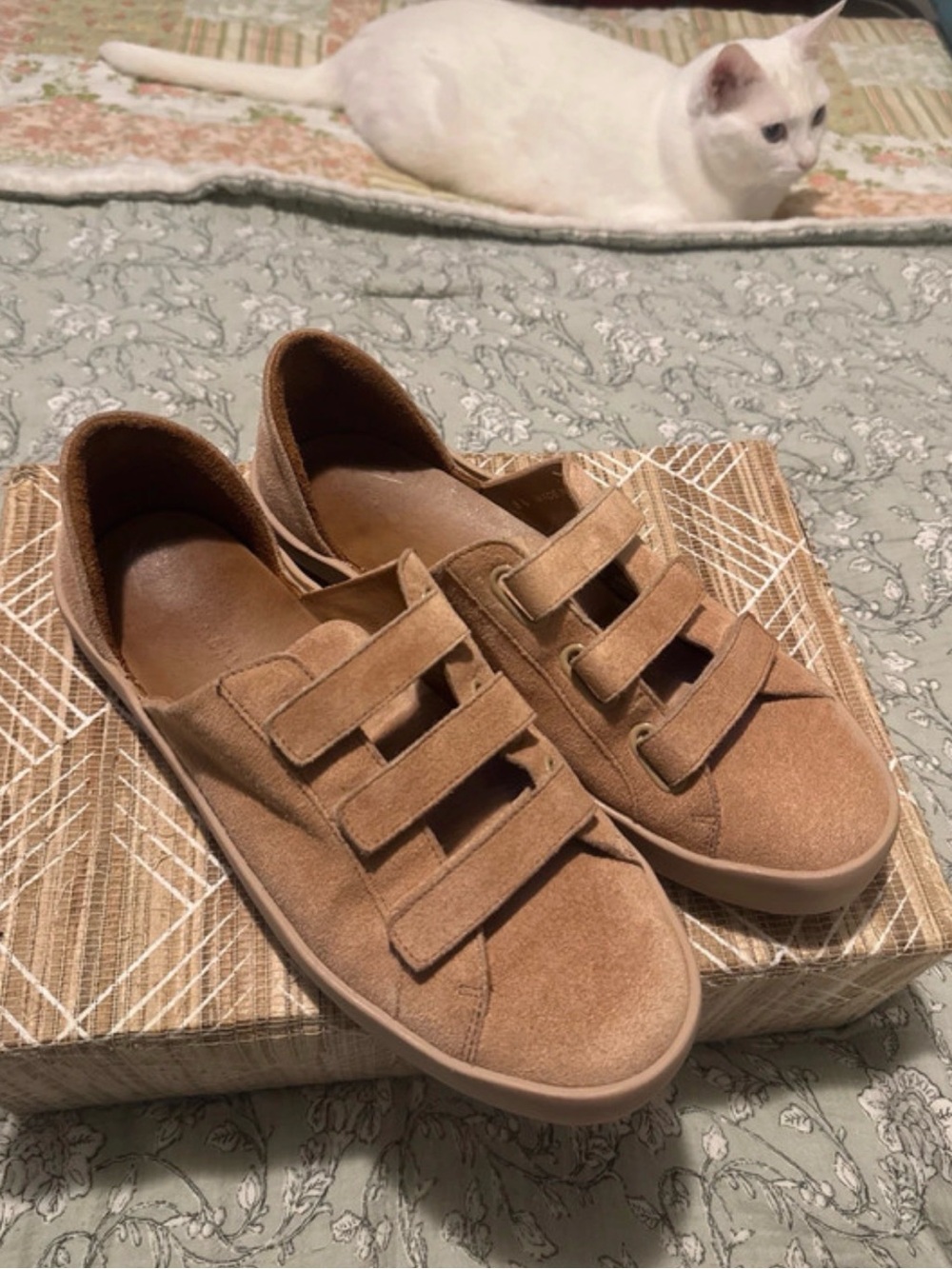 Freda Salvador Suede Triple-Strap Sneakers in Light Brown